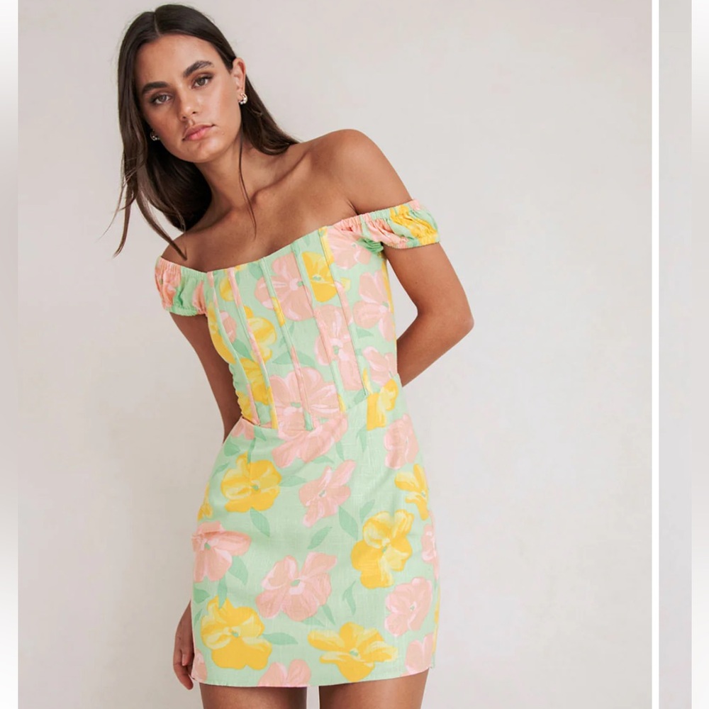 Sabo Skirt Tillie Mini Dress in Rose Fill Green Size Large US 8